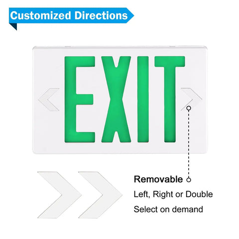 Six Pack LED Exit Signs With Emergency Lights Green Battery Backup Exit Light UL Listed for Customized Directions