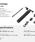Package contents of Power Grip With Built In 5000mAh Battery For Action Cameras and Phones Wireless Control Selfie Stick, ABS material.