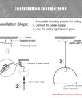 Installation instructions for YSGUYILT Vintage Industrial Pendant Lights E26 Retro Metal Hanging Lights with diagrams.