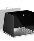 Portable Folding Welding Table With Heavy Duty Carbon Steel Build Handy Carry Handle Three Panel Workbench For TIG MIG ARC Welding On Job Sites, showing black panels