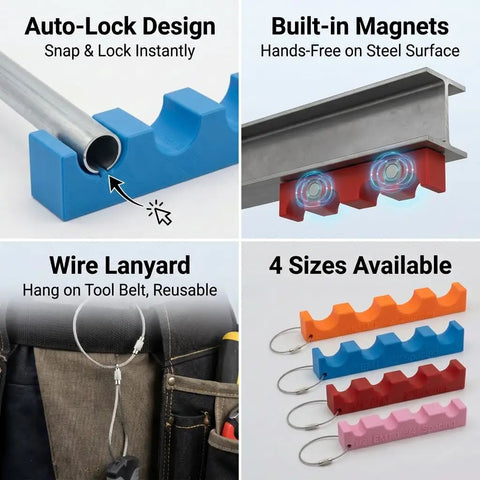 EMT Conduit Spacer Kit For Electricians 4 Piece Set With Magnetic Spacers And Precision Offsets For One And Three Quarter Inches, Two Inches, And Two And A Half Inches Pipe Runs Pro Grade Tool For Neat Code Worthy Wiring. 4 sizes, auto-lock