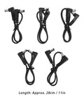 90 Degree Angled Dc Power Extension Cable Five Piece Set Male To Male 5.5Mm By 2.1Mm Connector with 11-inch wiring