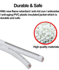 Cross-section of 20 Meter Long 20AWG 2 Pin LED Strip Extension Cable For Single Color 3528 5050 Lights with PVC jacket