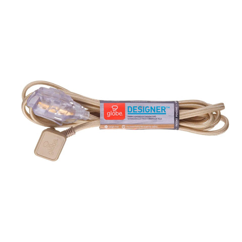 Designer Gold Fabric Extension Cord 9 Foot Length With 3 Polarized Outlets Right Angle Plug 125 Volt Patent Pending A Dope Way To Power More In Any Room