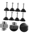 Heavy Duty Adjustable Furniture Levelers Fully Threaded Table Legs For Cabinets And Chairs Built Tough Floor Feet set of 8 with black bases.