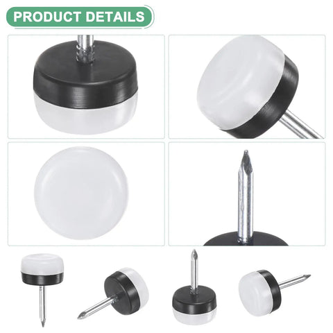Tough As Nails 40 Pack Furniture Sliders Nail On Chair Leg Protectors For Wood And Hardwood Floors with marine grade steel nails and nylon pads.