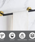 5 Piece Black Gold Bathroom Hardware Set With 16 Inch Towel Bar, Dope Wall Mounted Bath Accessories, Modern Vibe, Stainless Steel
