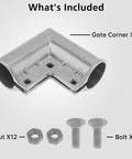 4 Pack Aluminum Gate Corner Elbows For Chain Link Fences, 90 Degree Angle Connector, Galvanized with bolts and nuts