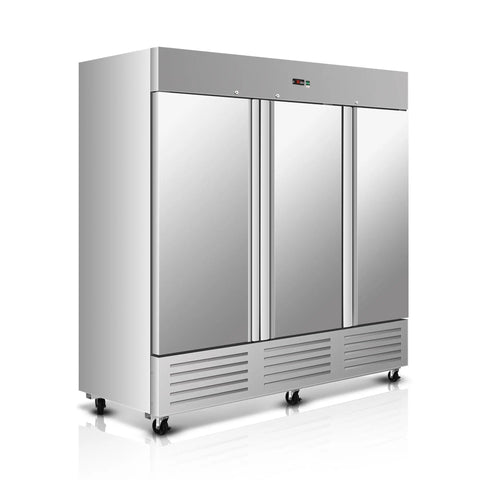 Built Tough 81 Inch Reach In Commercial Freezer Packing 72 Cubic Feet Capacity Two Solid Doors And Brushed Stainless Steel Shell