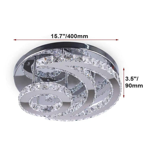 Moon Shape Crystal LED Chandelier Flush Mount Ceiling Light With Modern Stainless Steel Frame And K9 Crystals, Energy Efficient