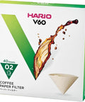 Box of Hario V60 Size 02 Paper Coffee Filters Natural Unbleached 40 Count for Pour Over Drippers Cone Style Fits 1 to 4 Cups