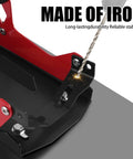 Close-up of Heavy Duty Motorcycle Wheel Chock Transport Stand With 1800 Lbs Adjustable Capacity Universal 8 To 21 Inch Wheels Fit For Dirt Bikes Cruisers Sports Bikes Ebikes Portable Trailer Or Truck Mount Red And Black