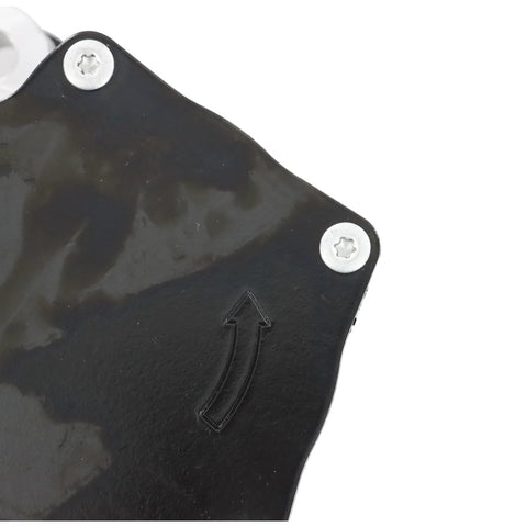 Brake vacuum pump housing, black metal with two visible silver screws