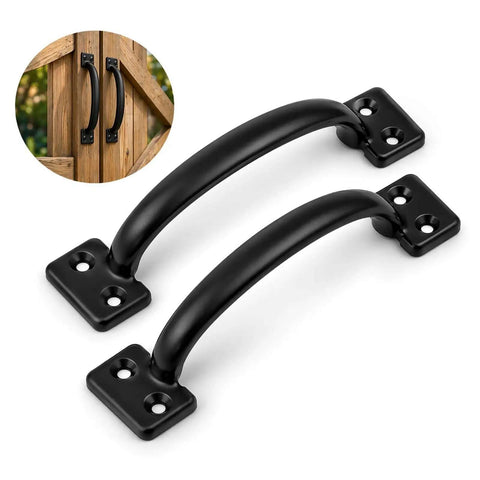 Beefy Heavy Duty Barn Door Gate Pull Handle Black Zinc Alloy Hardware With Rust Resistant Finish 6.5 Inch Outdoor Indoor Utility Pull