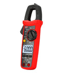 Red UT204R Digital Clamp Meter With Auto Ranging, True RMS, 6000 Counts, Pro Grade AC/DC Voltage And Current displayed on screen