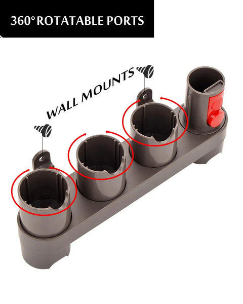 Attachments Holder And Mount Organizer For Dyson Gen5 V15 V12 V11 V10 V8 V7 Vacuum Cleaners with rotatable ports, wall mounts.