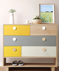 Top Shelf Sturdy White Solid Wooden Cabinet Knobs 12 Pack Round Drawer Pull Handles For Dressers And Cupboards Durable Non Toxic Finish Smooth Flat Top Design on colorful dresser.