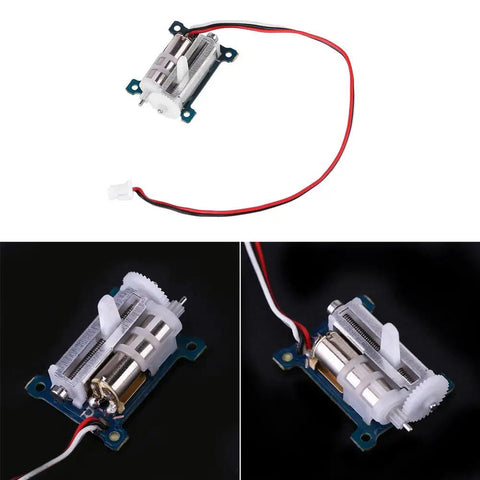 1.5g Micro Servo Linear Actuator With Coreless Motor Nylon Gear for tiny drones showing wiring and gears close-up.