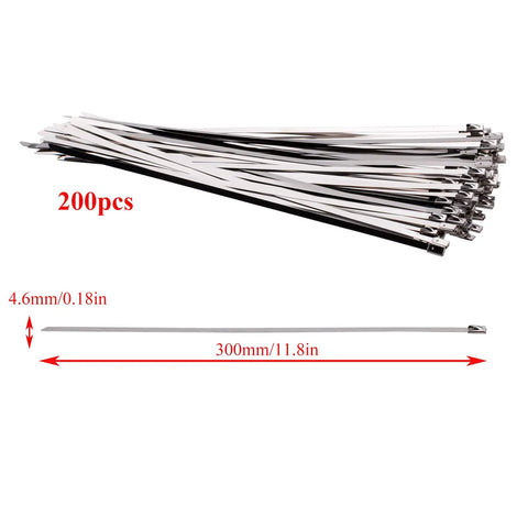 Heavy Duty Stainless Steel Cable Tie Kit With Two Hundred Pcs Four Point Six By Three Hundred Millimeter Ties in stack