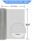 Rugged 304 Stainless Steel Wire Mesh Screen 15.7 Inch By 47.2 Inch With 1mm Holes And 20 Mesh Rust Proof And Heat Resistant