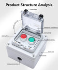 Product structure analysis of IP67 Waterproof Outdoor Emergency Stop Switch Box With Protective Cover And Key Button