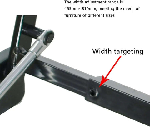 Lift Up Top Coffee Table Kit With Solid Metal Frame And Spring Hinge, adjustable width 18.3 to 32 inches close-up view