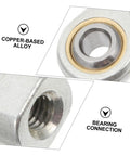 Close-up of 4 Pack Phs6 Rod End Joint Bearings Fish Eye Spherical Plain Bearings showing copper-based alloy and bearing connection.