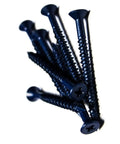 Close-up of multiple 3/16 by 2-1/4 inch screws from the Bulk Pack Of 2,500 Concrete Masonry Screw Anchors Phillips Flat Head Pro Grade Kit