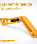 POWERTEC Deluxe orange push stick with ergonomic handle and ribbed grip.
