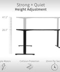 VIVO Electric L Shaped Standing Desk Frame With Height Adjustment For Corner Corner Corner Setup Dual Motors strong height adjustment 28.3 to 47.1 inches
