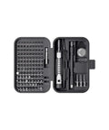 Open 130-piece screwdriver bit set in black tool box with ratchet handle, bits, and precision drivers for electronics repairs. Product focus keyword is: Versatile 130 In 1 Screwdriver Bit Set With Ratchet Drive And Tool Box Perfect For Electronics Laptop Repairs And Household Fixes Featuring Hex Torx Slotted Tips You Need Today.