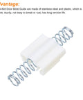 Dead Simple Bifold Closet Door Hardware Replacement Kit With Four Top Shelf Steel Springs And Sturdy Metal Pivots Silver Tone, featuring a stainless steel spring and white plastic guide.