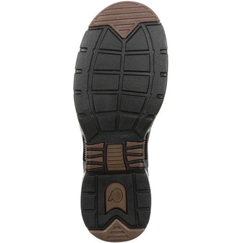 Men's Brown Moc Toe Work Boots Pull On Style With Back Zipper Electrical Hazard Rated Flexible Unlined Sole Lightweight Ride Built Tough For Long Hard Shifts