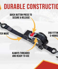Auto Retract 1 Inch By 12 Foot No-Ratchet Ratchet Straps With Coated S Hooks For Motorcycles ATVs And Bikes, showing durable construction features.