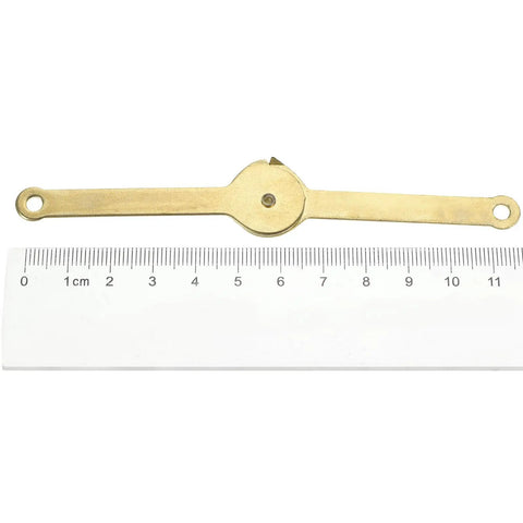 Gold Metal Lid Stay Hinge 2.7x0.3 Inches next to a ruler showing size and rust-resistant material.