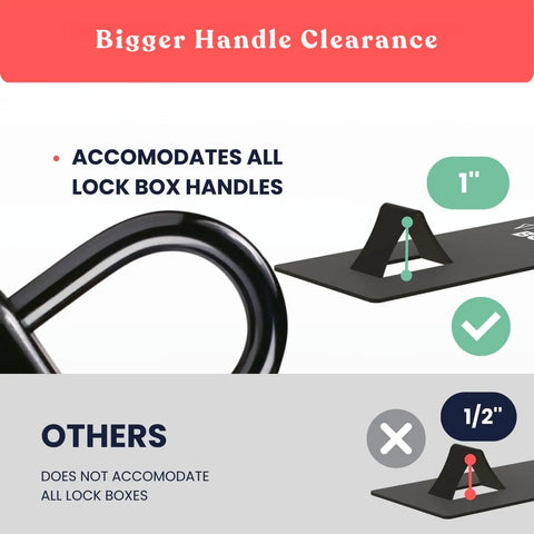 Top Shelf Over The Door Lock Box Bracket featuring no drill install with larger handle clearance for easy key access.