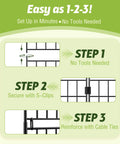 Setup steps for Tall 31.5 Inch Decorative Garden Fence Panels 14 Pack No Dig Metal Wire Border with holders and zip ties.
