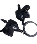 3x9 Speed Mountain Bike Shift Lever For MTB Shimano And SRAM with cables, aluminum build for smooth gear changes.