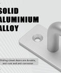 2 Pack Sliding Barn Door Handle With Plate, 128mm Center Hole Distance, close-up of durable aluminium alloy handle, silver finish