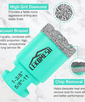 LEKOMESH diamond core drill bit, 1-3/8 in (35 mm), 5/8-11 thread, turquoise tile hole saw for porcelain/ceramic tile.