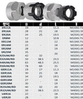 Various ER collet nuts including sizes ER11A, ER16A, ER20A in heat treated steel for CNC milling and tapping tools.