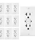 10 Pack GFCI Outlets 20 Amp Self Test GFI With LED Indicator Weather Resistant Receptacle UL Listed Includes Wall Plate And Screws