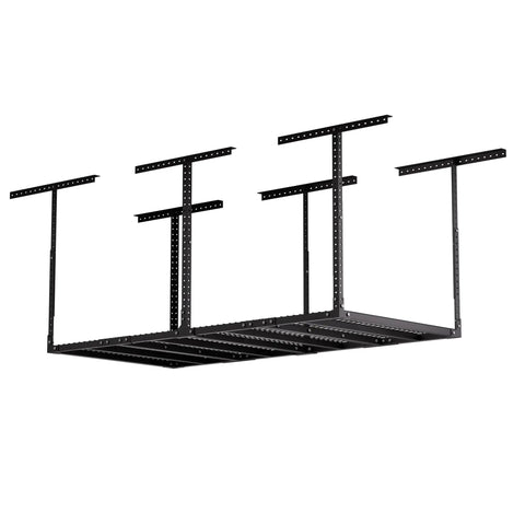 3X8 Ft Overhead Garage Storage Rack With Adjustable Drop Ceiling Hang Shelf Heavy Duty Metal Grid Holder For 600 Lbs Black Real Deal Top Shelf Storage Solution