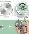 45mm Rotary Cutter Blades Set 10 Pack Replacement Blades For Fabric And Leather Ultra Sharp High Carbon Steel detailed view