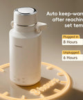 Front view of On The Go 1Liter Electric Kettle Portable Travel Kettle 304 Stainless Steel with keep-warm feature visible.