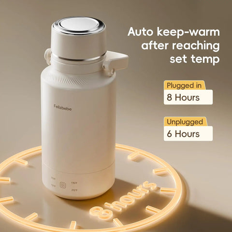 Front view of On The Go 1Liter Electric Kettle Portable Travel Kettle 304 Stainless Steel with keep-warm feature visible.