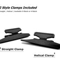 Fletching Jig With Straight Helix Clamps Adjustable Fletch Tool Feather Stick Kit showing straight and helical clamps included