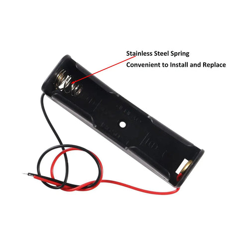 5 Piece 18650 Lithium Ion Battery Charger Module Kit With Holder Plug And Play Micro USB Input showing battery holder with stainless steel spring for easy installation.