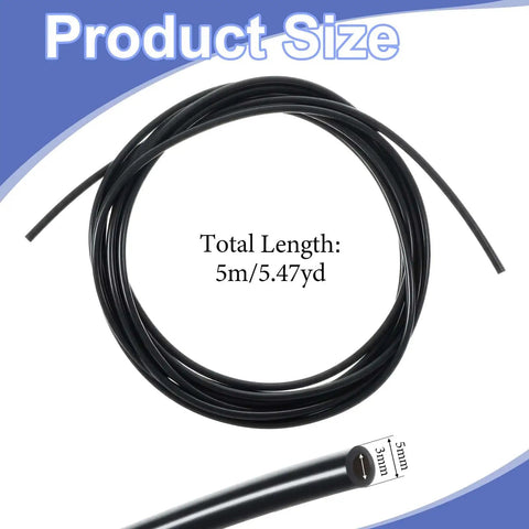 Coiled Beefy Silicone Vacuum Hose For Automotive Vacuum Lines, 16.4 Ft Long, 0.125 Inch Inner Diameter, black tubing