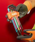 9 Piece Metric Ball End Hex Key Caddy Set With Color Coded L Style Handles Extra Long Arms For Maximum Reach